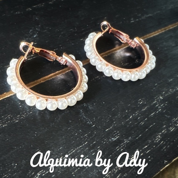 Alquimia Pearl Hoop Earrings rose gold - Picture 1 of 1